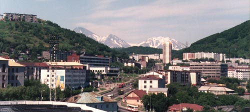 View of Petropavlovsk from downtown looking NE.